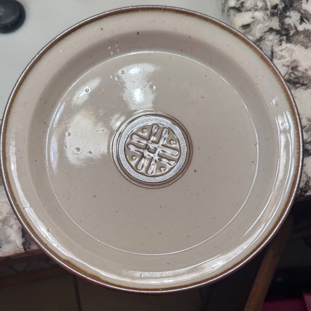 Dansk Rondo Brown Pattern 8 1/2" salad plate made in Denmark. Stoneware.